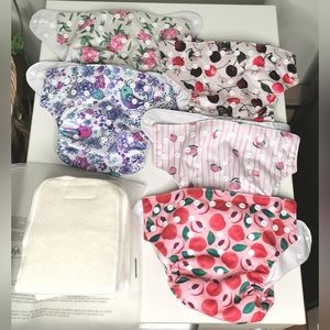 Alvababy Baby Girl Printed Adjustable Size Cloth Reusable Diapers 4/5 Brand New
